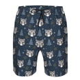 thumbnail image 3 of Honeii's Cute Christmas Tree Raccoon Print Men's Casual Shorts with Drawstring，Swim Trunks Quick Dry Beach Shorts, 3 of 5