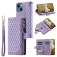 thumbnail image 2 of Wallet Case for iPhone 13 Mini (5.4 Inch) with Kickstand Card Slots Wrist Strap Case, Magnetic Shockproof Flip Phone Cover for iPhone 13 Mini,Purple, 2 of 14