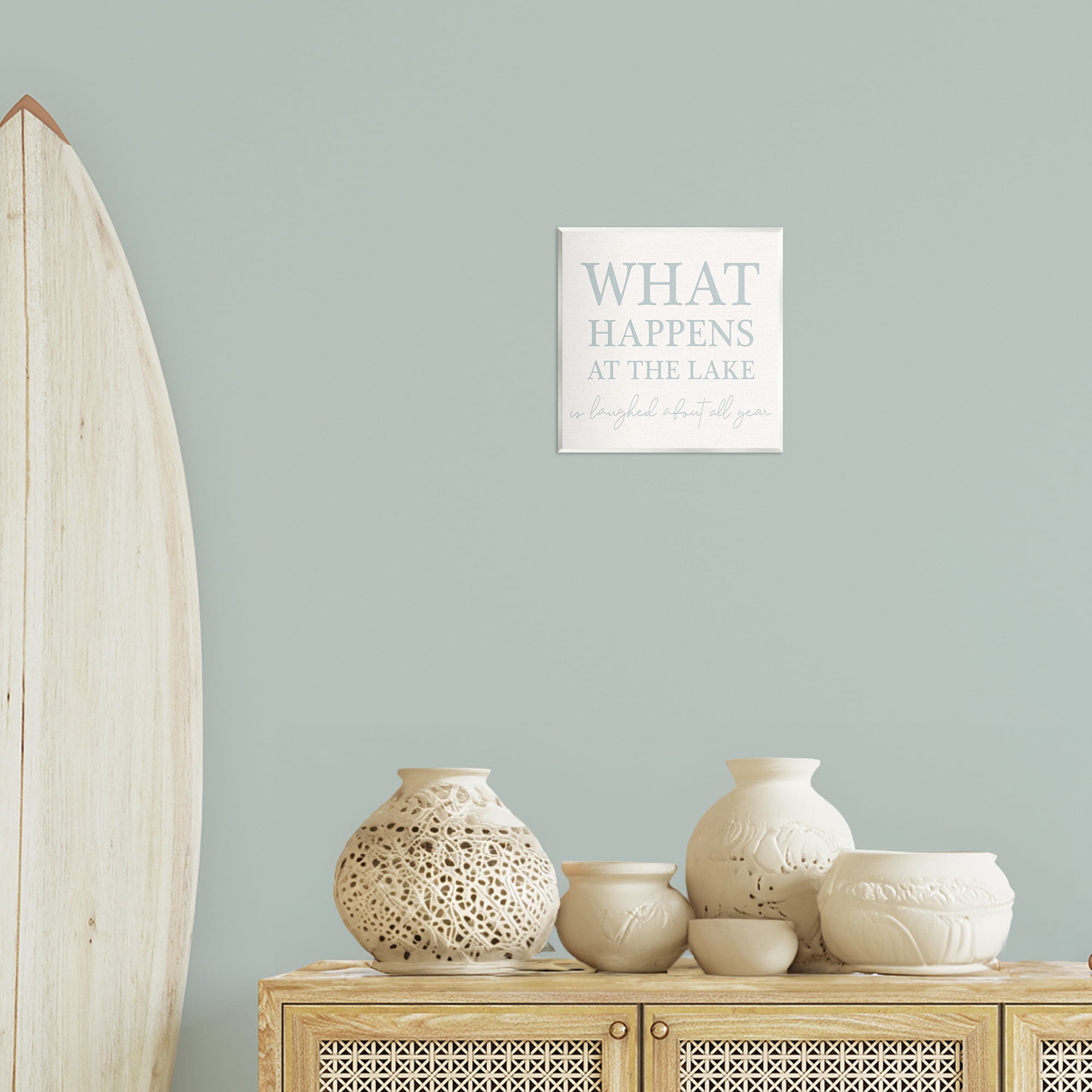 Stupell Industries What Happens At Lake Nautical & Beach Painting Unframed Art Print Wall Art, 12 x 12
