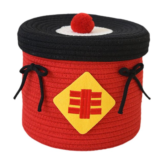 Cesta de almacenamiento de cuerda redonda con tapa, contenedor de almacenamiento vacío, caja decorativa hecha a mano Cosecha