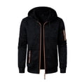 thumbnail image 2 of Danhjin Men's Hooded Jacket Zip-up Hoodies Long Sleeve Causal Sweatshirts Fall Winter Drawstring Solid Color Outwear Coat with Zipper Pockets, 2 of 5