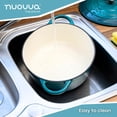thumbnail image 5 of Olla holandesa de hierro fundido con tapa – Cacerola esmaltada antiadherente apta para horno – Batería de cocina holandesa resistente – Verde azulado, 7.3 cuartos, 30 cm – de Nuovva, 5 of 5