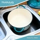 thumbnail image 5 of Olla holandesa de hierro fundido con tapa – Cacerola esmaltada antiadherente apta para horno – Batería de cocina holandesa resistente – Verde azulado, 7.3 cuartos, 30 cm – de Nuovva, 5 of 5