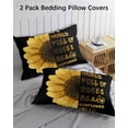 thumbnail image 2 of Yellow Sunflowers Queen Pillow Cases Set of 2 - Microfiber Bed Throw Pillow Covers, Floral Rustic Abstract Black Decorative Lumbar Pillow Cover with Envelope Closure for Sofa/Travel 20"x30", 2 of 6
