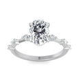 thumbnail image 2 of Karly - Thin Band with Round Stones & Oval Moissanite Lab-Diamond Engagement Ring, 2 of 5