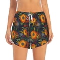 thumbnail image 2 of Gukieu Sunflowers Print Women's Sports Shorts with Drawstring Elastic Waistband for Running, Yoga, Fitness-XX-Large, 2 of 7