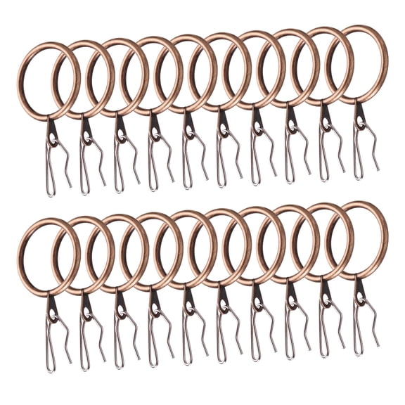 Uxcell 28pcs 1.2-Inch Metal Curtain Hook Rings Copper Curtain Rings with Pin-on Hooks