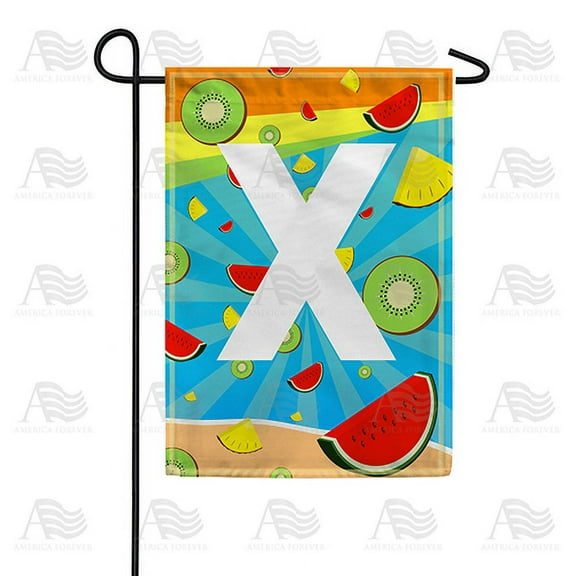 America Forever Summer Watermelon Monogram Garden Flag Letter X 12.5 x 18 inches Fruit Kiwi Pineapple Double Sided Vertical Outdoor Yard Lawn Decorative Fun Refreshing Summertime Garden Flag