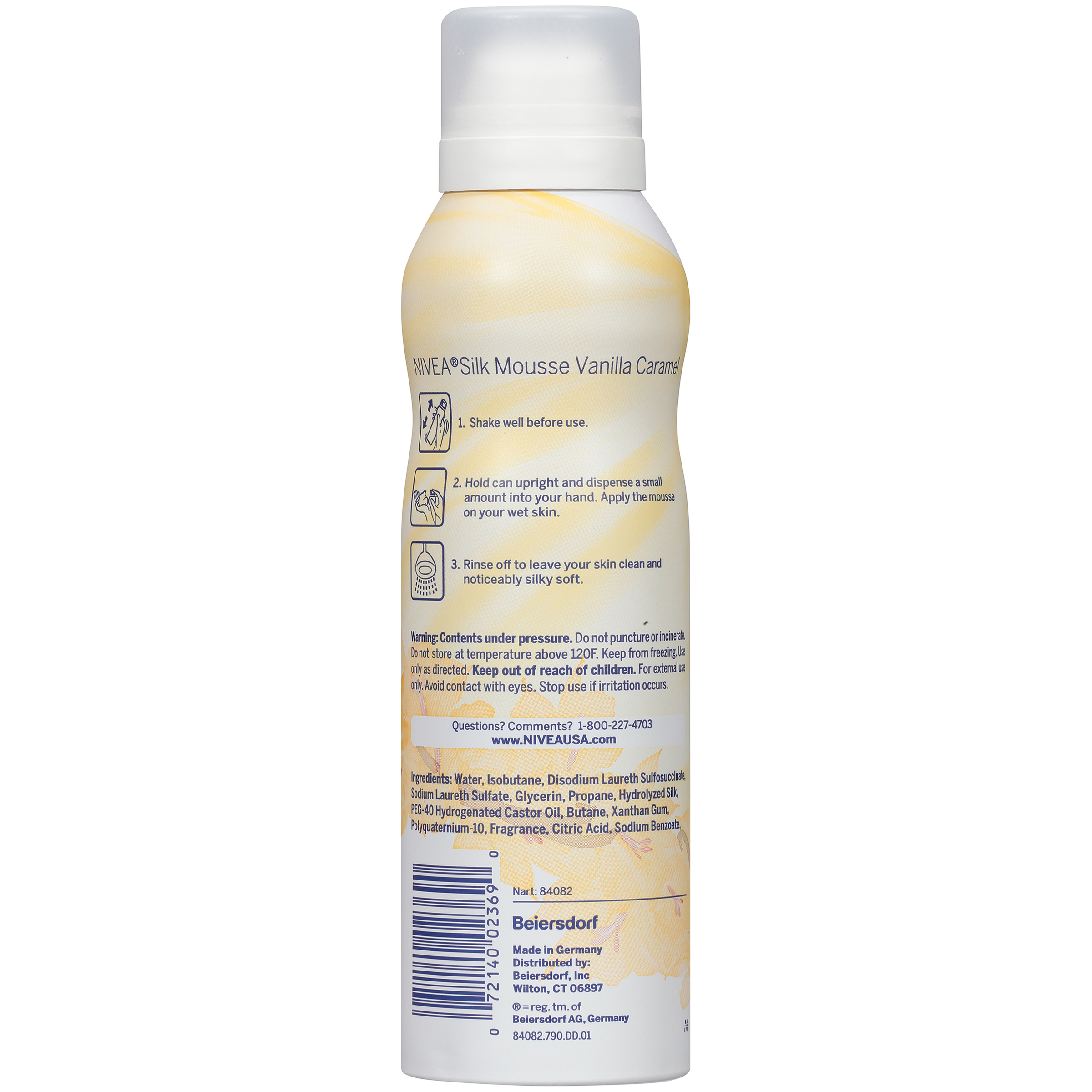 NIVEA Vanilla Caramel Foaming Silk Mousse Body Wash, 6.8 oz. Pump Bottle - image 4 of 4