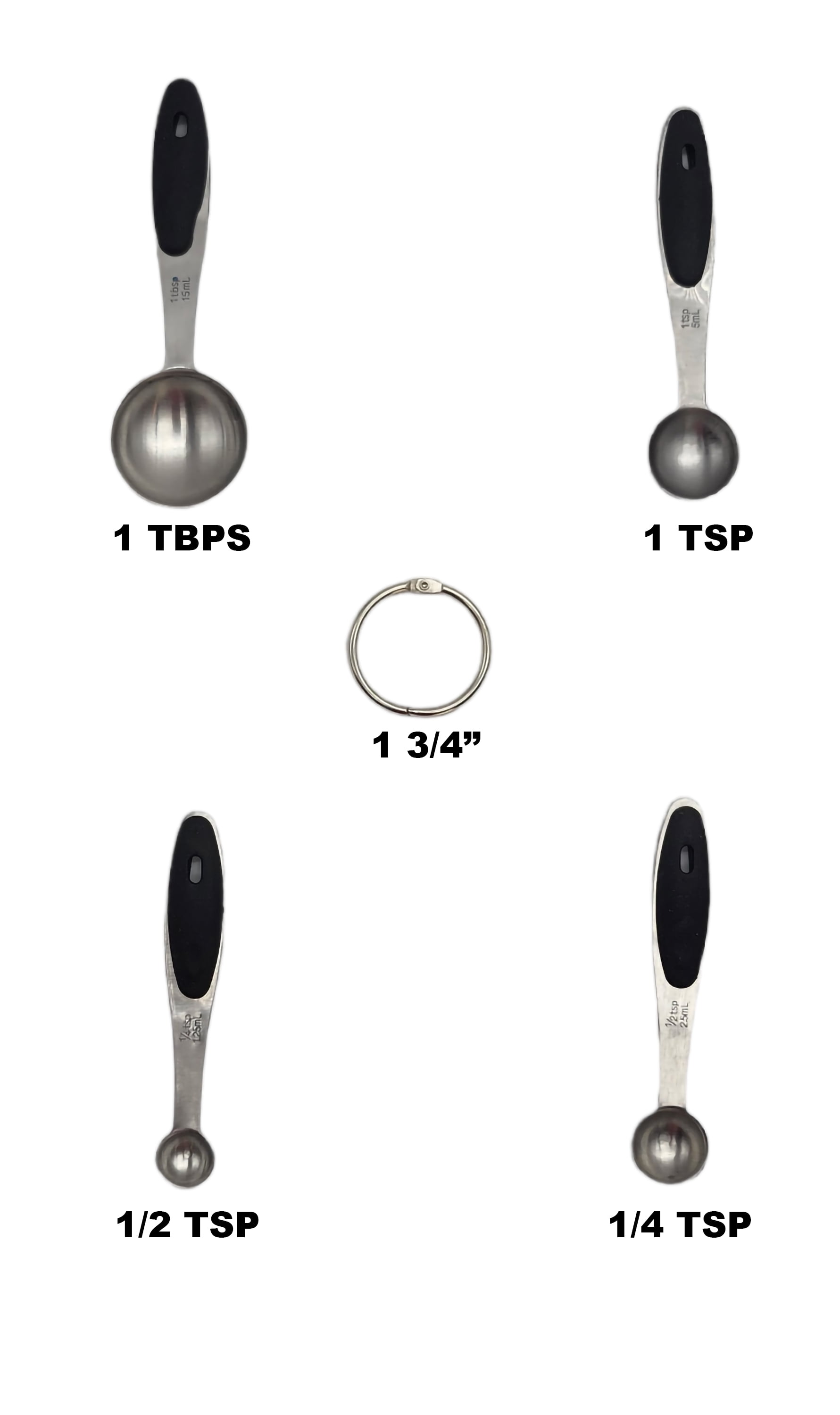 Cuillères à mesurer Mainstays en acier inoxydable 4 pièces sur anneau de rangement