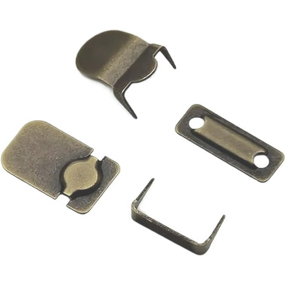 Lakesstory Hook and Eye No Sew Closures Clothing Fasteners - Antique Brass Waistband Hook and Bar Closure Clasp - for Trousers Suit Pants Skirts Garments and DIY Sewing Crafts – 11/16 inch – 4 Pack