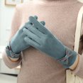 thumbnail image 3 of Skymirror 1 Pair Soft Gloves Anti-static Full Finger Cover Elegant Bow-know Plus Velvet Inside Gloves for Lady, 3 of 8