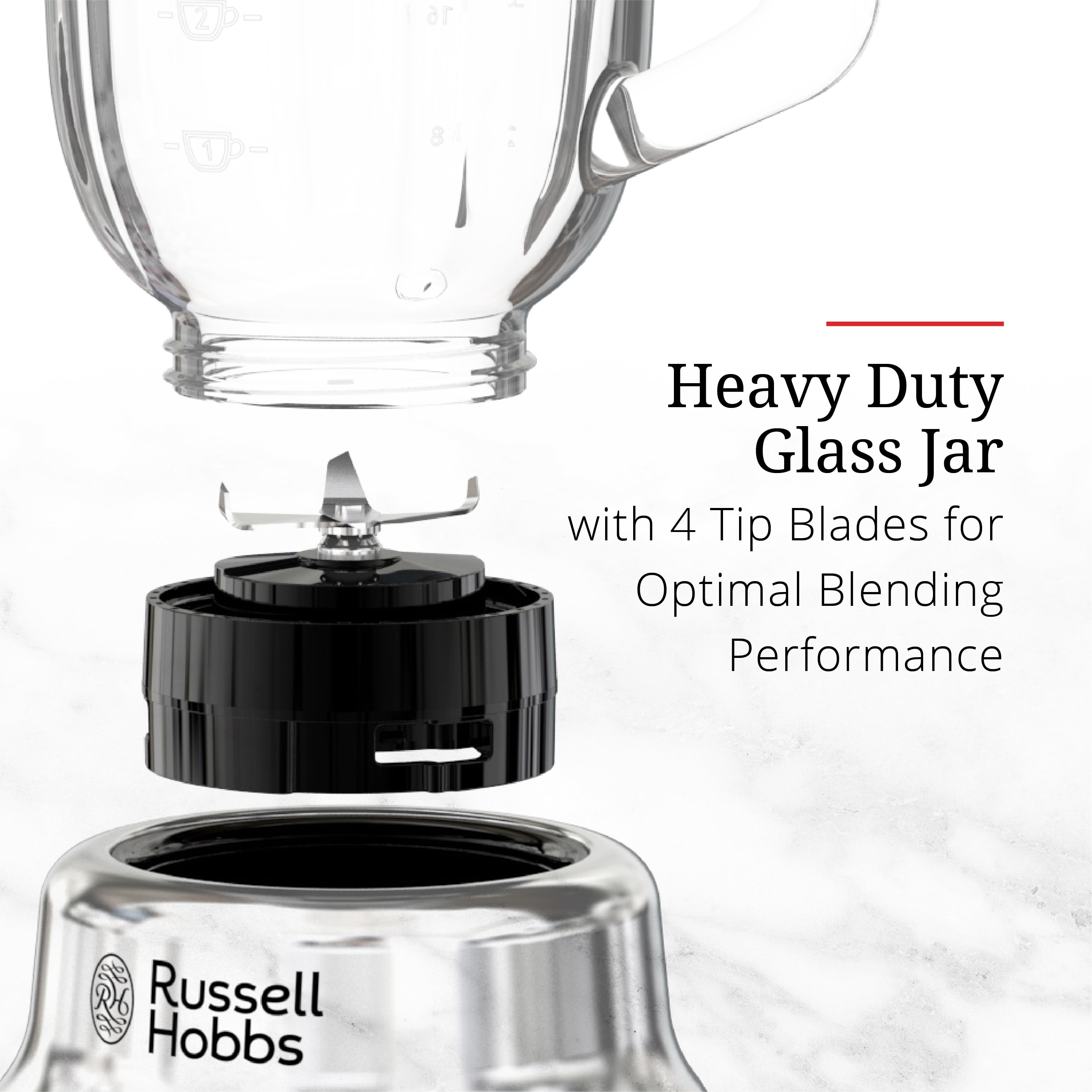 Russell Hobbs Retro Style 6-Cup Blender, Glass Jar, Black, BL3100BKR 