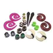 8 Pair Mix Ear Plugs Tapers Spirals Tunnels Acrylic Steel Organic Gauges - Size=5/8" 16mm