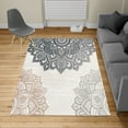 thumbnail image 2 of Flora Turkish Area Rug, South Mandala Design Vibrant Color Ornamental Illustration, Soft Carpet for Living Room Decor with Distressed Look, 4' X 5.7', Charcoal Grey, by Ambesonne, 2 of 4