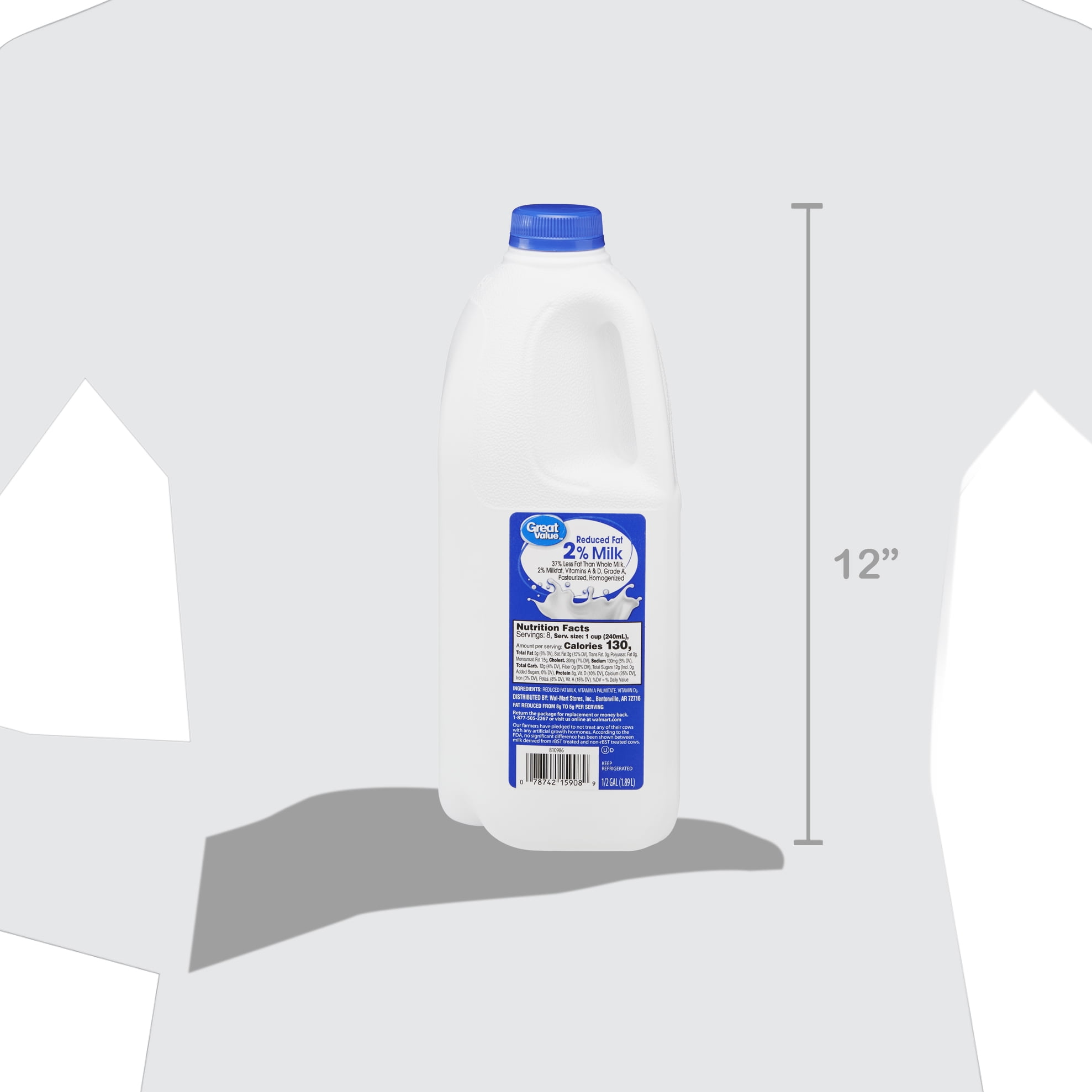 How many ounces are there in a gallon of milk Great Value 2 Reduced Fat Milk 0 5 Gallon 64 Fl Oz Walmart Com Walmart Com