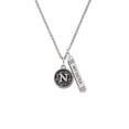 thumbnail image 2 of Delight Jewelry Silvertone Antiqued Round Seal - Initial - N - Silvertone Always My Sister Bar Charm Necklace, 23", 2 of 4