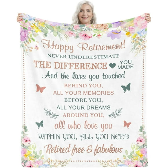 Classy Retirement Gifts for Women 2025, Retired Gifts for Women Coworker, Coworker Leaving Gifts Blanket 50"x60", Retirement Decorations for Women, Womens Goodbye Gifts, Going Away Gifts Idea
