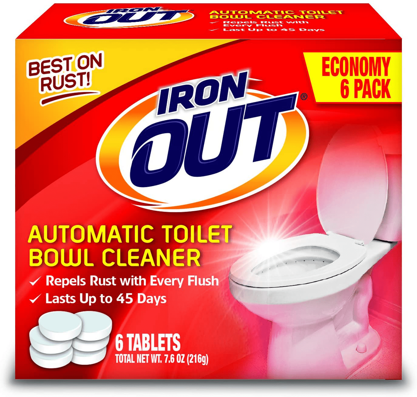 Iron OUT Automatic Repel Rust and Hard Water Stains with Every Flush Toilet Bowl Cleaners, 7.6 Ounce