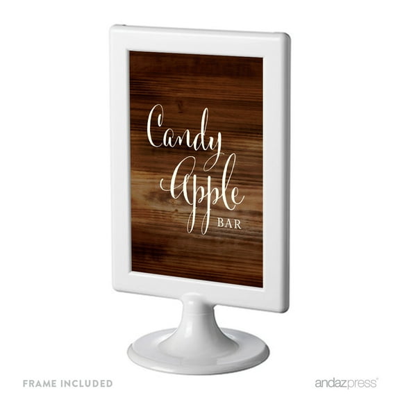 Candy Apple Bar Framed Rustic Wood Wedding Party Signs