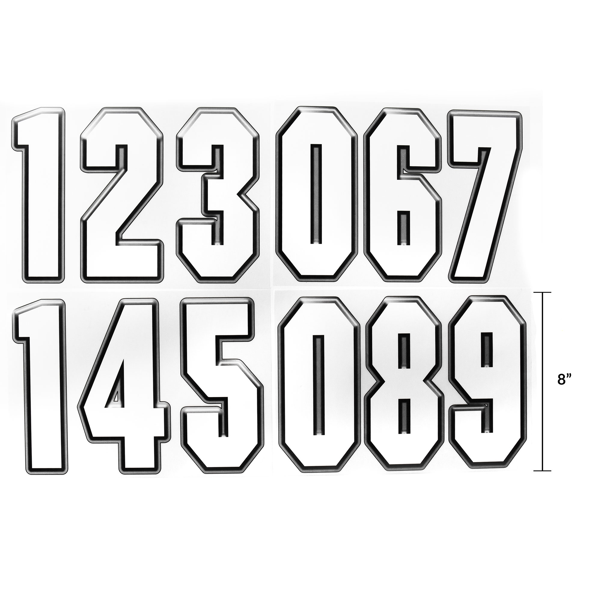 Styled Basics 8 White Iron-On Numbers, 4 Sheets, 12 Pieces, Packaging May  Vary
