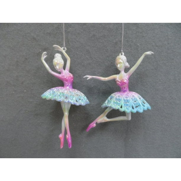 dybde Mitt sennep Glenhaven White/Rainbow Ballerina Ornament 2 Piece Set - Walmart.com