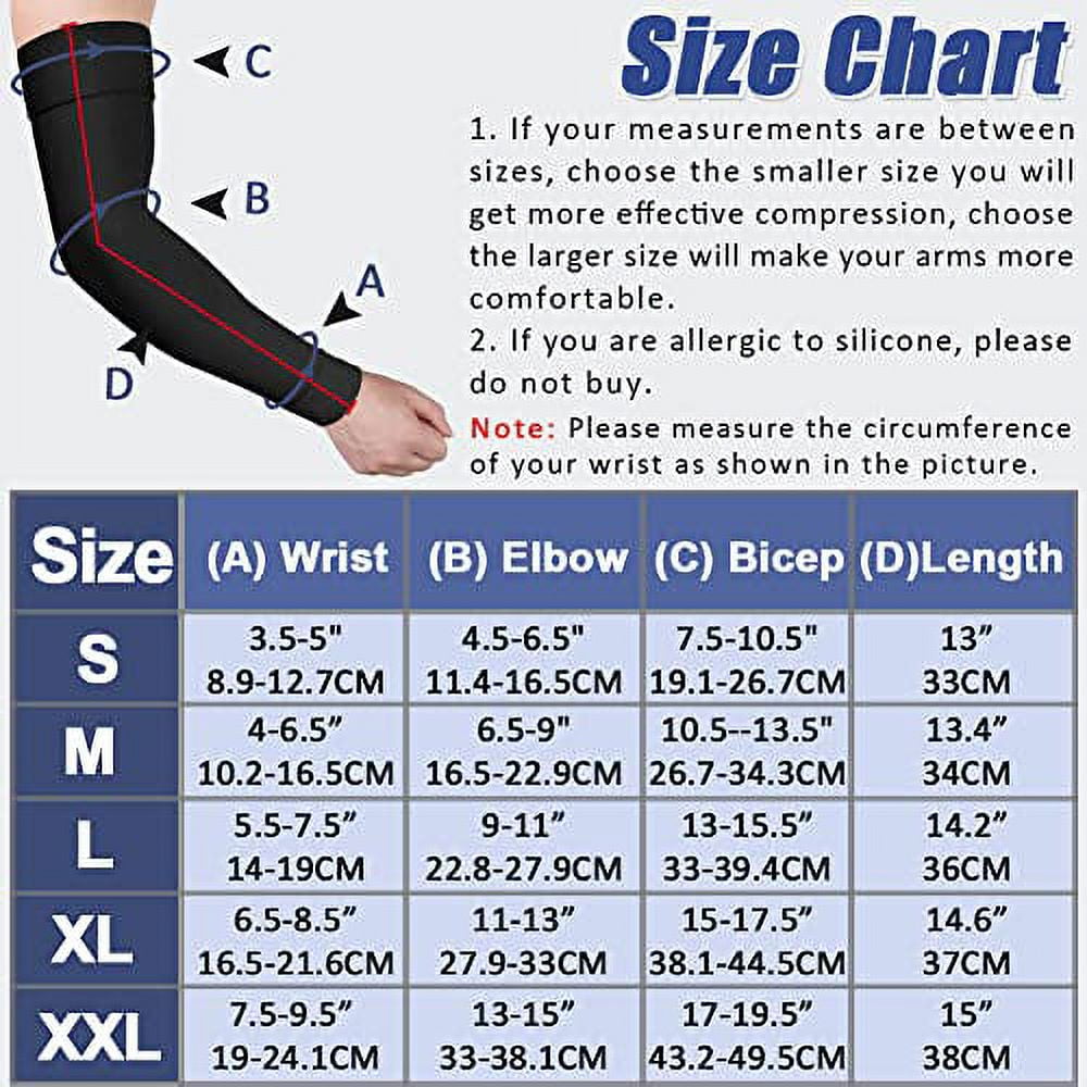 Beister Medical Compression Arm Sleeve for Men Womenï¼ˆSingleï¼‰, 20-30  mmhg Full Arm Support with Silicone Band, Graduated Compression Arm Brace  for