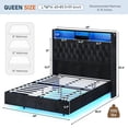 thumbnail image 2 of Blotout Queen LED Upholstered Bed Frame with Storage Wingback Headboard, Floating Velvet Diamond Button Tufted Bed Frame with USB & AC Outlets, Side Pockets, Wood Slats Support, No Box Spring Needed, 2 of 7