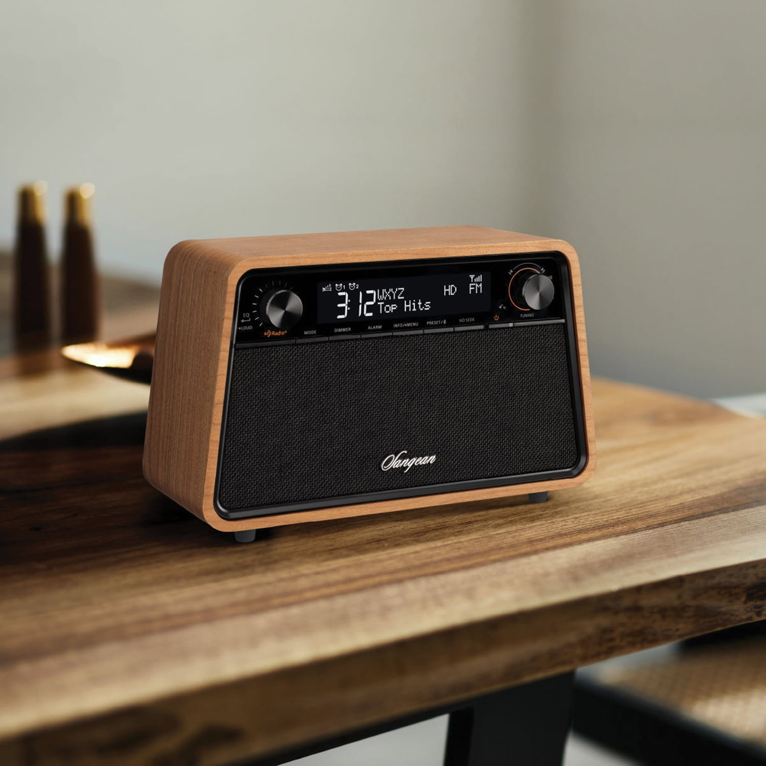 Sangean HDR-19 Bluetooth Corded Electric Alert System Portable Radio, Natural Cherry