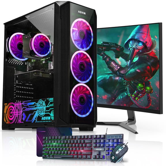 Gaming PC Desktop | AMD Ryzen 5  | 24" Gaming Monitor FHD | 1000GB (1TB) SSD | 16GB DDR4 RAM | GeForce GTX 1650 | Windows 11 Pro