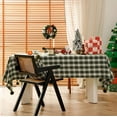 thumbnail image 5 of Fennco Styles Plaid Woven 100% Cotton Tablecloth with Pom Pom 56" W X 72" L - Green Table Cover for Winter Holiday Décor, Banquet, Family Gathering and Special Occasion, 5 of 6
