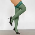 thumbnail image 2 of CUZIBR Cozy Socks Over Knee High Thigh Stockings Solid Color Lace Trim Elegant Fashionable Cozy Hosiery Fuzzy Socks,Dark Green,One Size, 2 of 4
