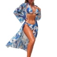 thumbnail image 1 of REDARER Stylish Mesh Bikini Three Piece Tankini Set with Matching Cover Up for Women, 1 of 9