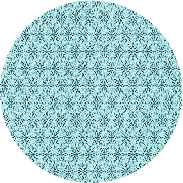 Ahgly Company Machine Washable Indoor Square Transitional Electric Blue Area Rugs, 3' Square