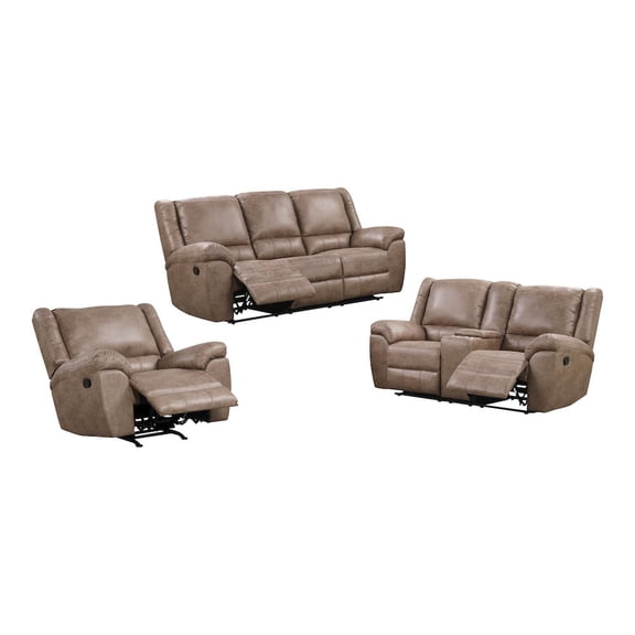 Furniture of America Tenn 3-piece Manual Recline Sofa Set