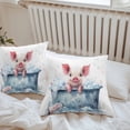 thumbnail image 5 of Pig Taking Outdoor Pillow Covers Pack of 2 A Bath Waterproof Throw Pillow Covers Decorative Cushion Cases for Patio Garden Tent Balcony Couch 20x20 inch, 5 of 8