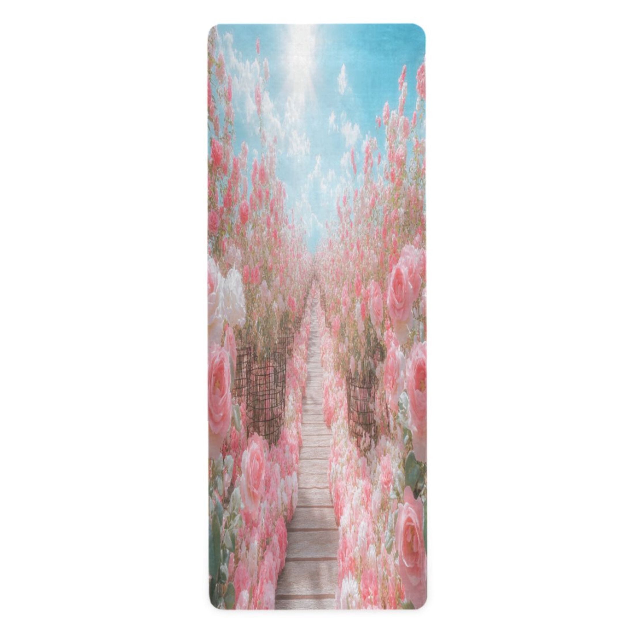 BZSMCE Yoga Mat Women Pink Rose Garden Fitness Mat