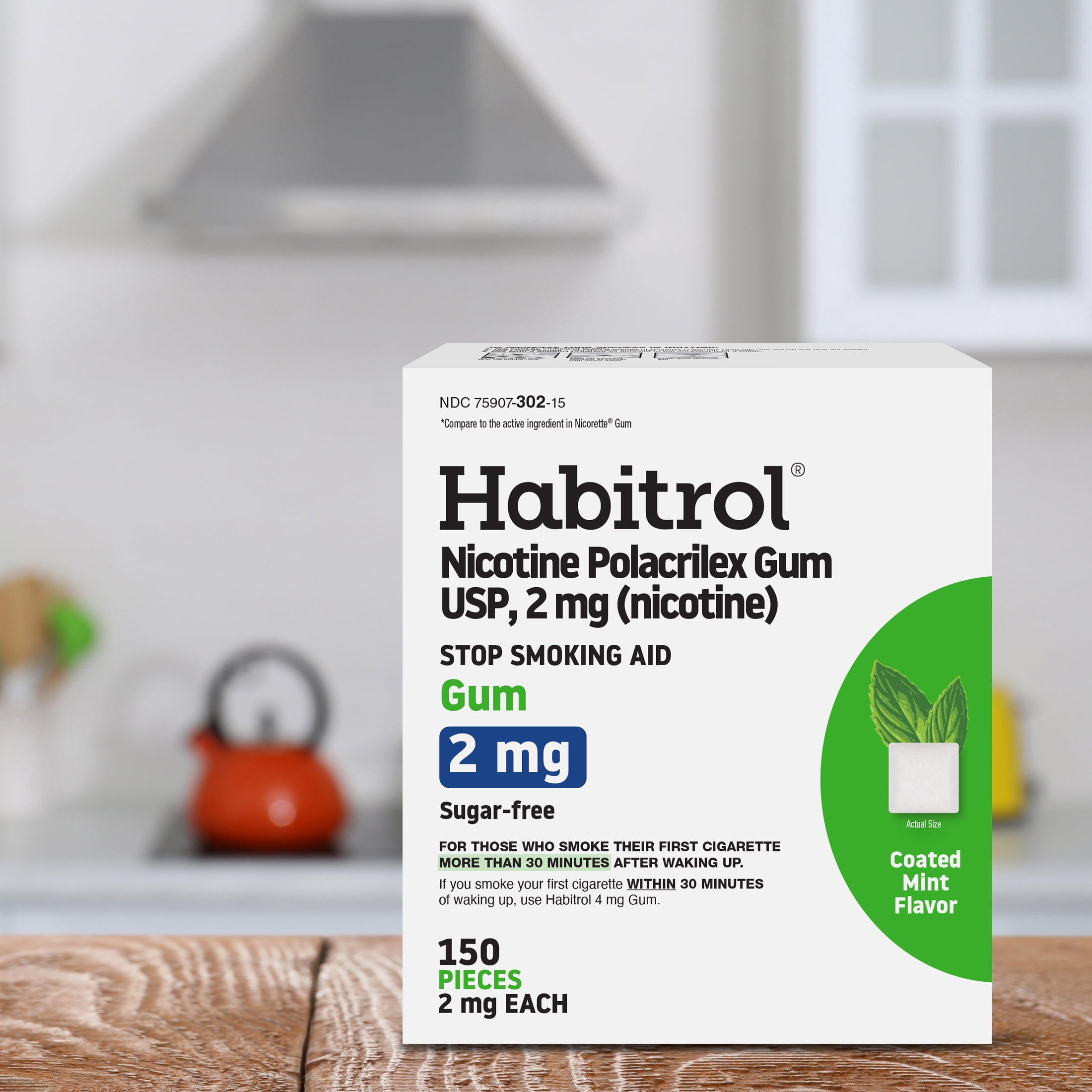 Habitrol Nicotine Gum, 2mg, Mint Flavor, 150 Count