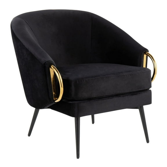 LumiSource Claire Velvet/Steel Accent Chair, Black/Gold