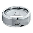 thumbnail image 2 of Tungsten Anchor Band Ring 8mm Men Women Comfort Fit Gray Bevel Edge Brushed Polished, 2 of 4