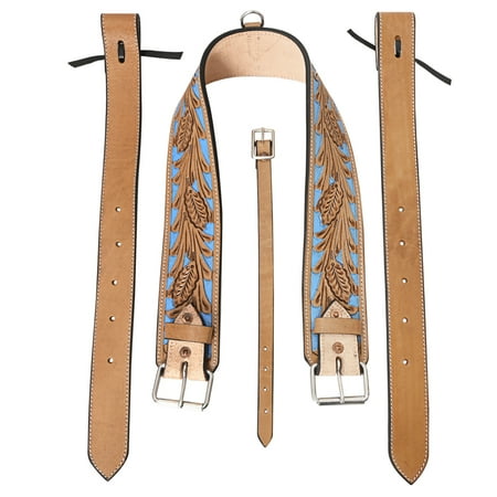 37KK Comfytack Horse Western Floral Tooled Leather Rear Flank Saddle Cinch With Billets