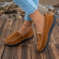 thumbnail image 4 of Viluyesy Womens Suede Loafers, Soft Sole Fleece Lining Round Toe Shallow Comfort Flats Shoes Brown US8.5, 4 of 9