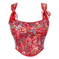 thumbnail image 1 of Corset Renaissance pour Femmes, Bustier Corset Élégant Vintage à Manches Cap en Brocart Haut (Rouge, P), 1 of 4