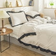 thumbnail image 2 of Move Over Beige Gray Black Bedding Set Black Ruffled Pattern Washed Microfiber King Duvet Cover Set No Filling, 2 of 7