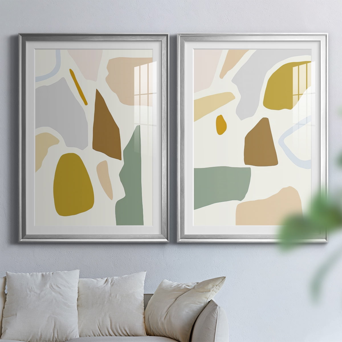 Wexford Home Pastel Splotches I Premium Framed Print, 18.5" x 24.5" - Ready to Hang, Silver (Set of 2)