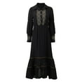 thumbnail image 5 of Womens Dresses Vintage Embroidered V Neck Long Sleeve Country Style Casual Maxi Dress for Women Black L, 5 of 9
