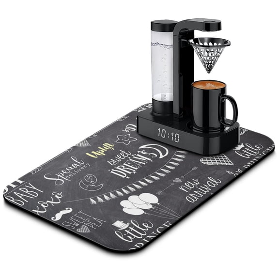 Revolutionary Coffee Maker Mat, Diatom Mud Protects Countertops From Stains & Spills - Chalkboard Style - Sized 19.5x12in