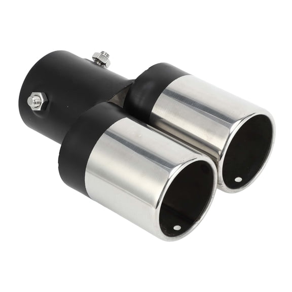 Unique Bargains Dual Exhaust Tip 2.4" Inlet 4.9" Outlet 6.7" Length Tailpipe Universal for Car Stainless Steel Silver Tone Black