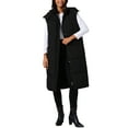 thumbnail image 2 of INSPIRE CHIC Women's Long Sleeveless Hooded Pockets Belted Winter Vest Outerwear Jackets XL Black, 2 of 5