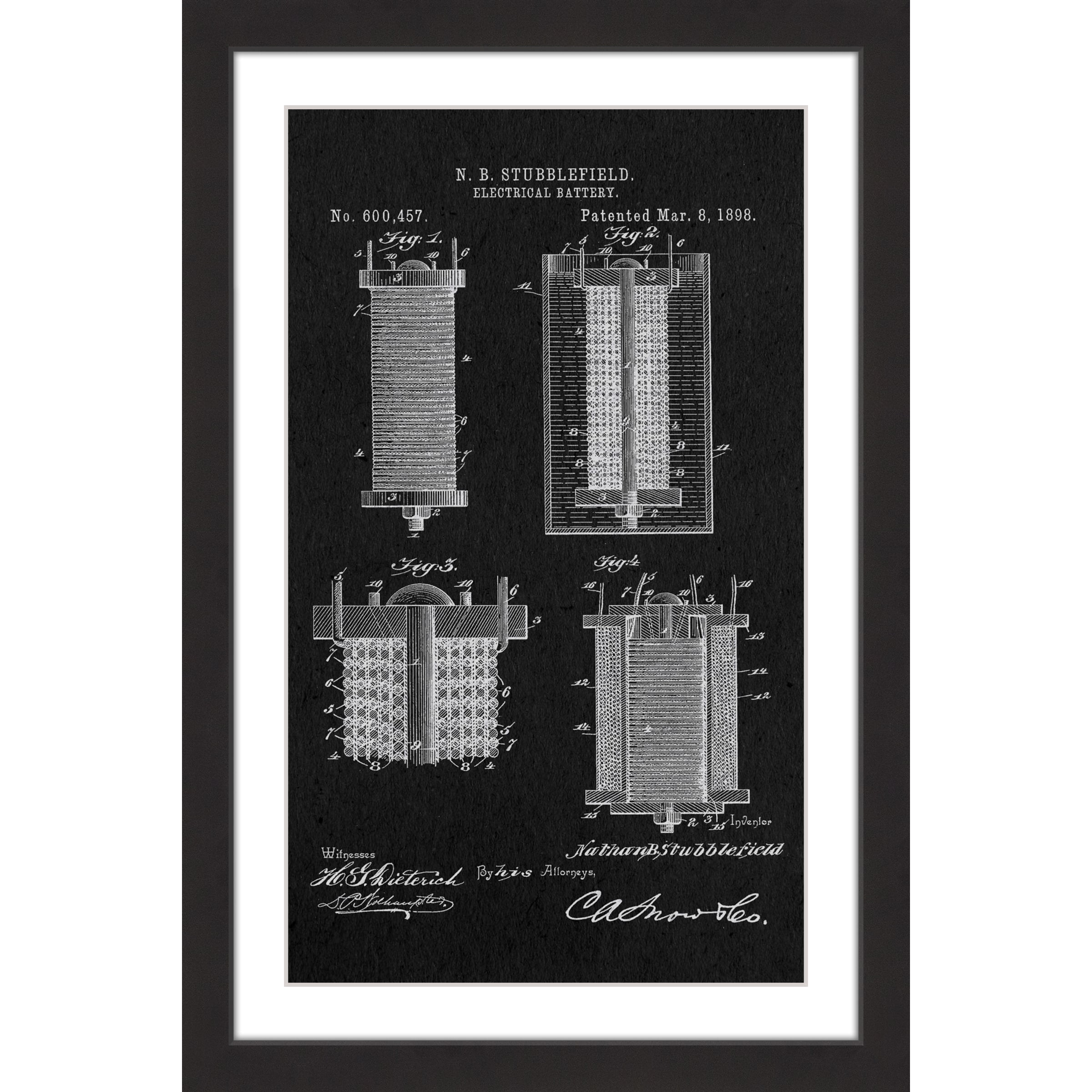 Marmont Hill - "Battery 1898 Black Paper" by Steve King Framed Painting Print